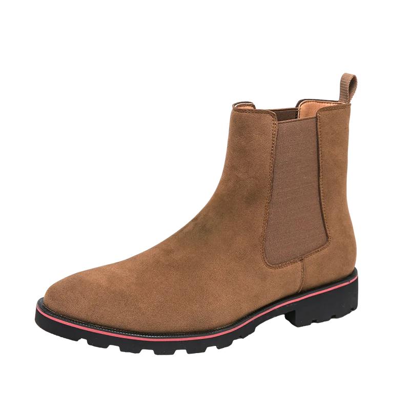 Fashionable Elegant Men's Ankle Boots Winter New Style Pointed Banquet Dress Shoes Office Business Men's Thick Soled Short Boots