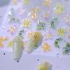 Yellow Green Pink Gradient Polarized Lilies Semi Translucent Jelly 3D Self Adhesive Nail Art Stickers Flowers Manicure Decals