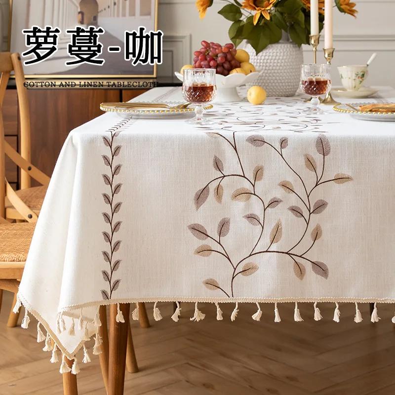 

2025 floral imitation cotton and linen tablecloth European embroidered waterproof dining table cloth 100x160cm 1pcs