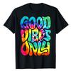 GOOD VIBES ONLY Retro Groovy Halloween Peace Love Hippie 60s 70s 80s Costume T-Shirt Sayings Graphic Tie Dye Tee Fashion Tops