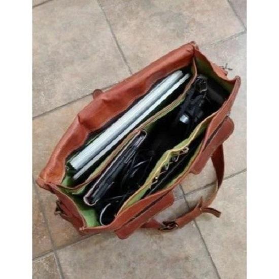 Men's Pure Handmade Briefcase Vintage Leather Messenger Bag Shoulder Laptop Bag