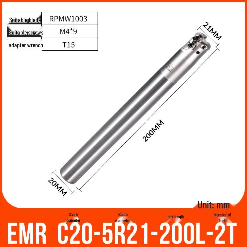 Shockproof EMR CNC Milling Cutter Holder - Round Nose, Bull Nose & Flat Machining Extensions (R4, R5, R6)