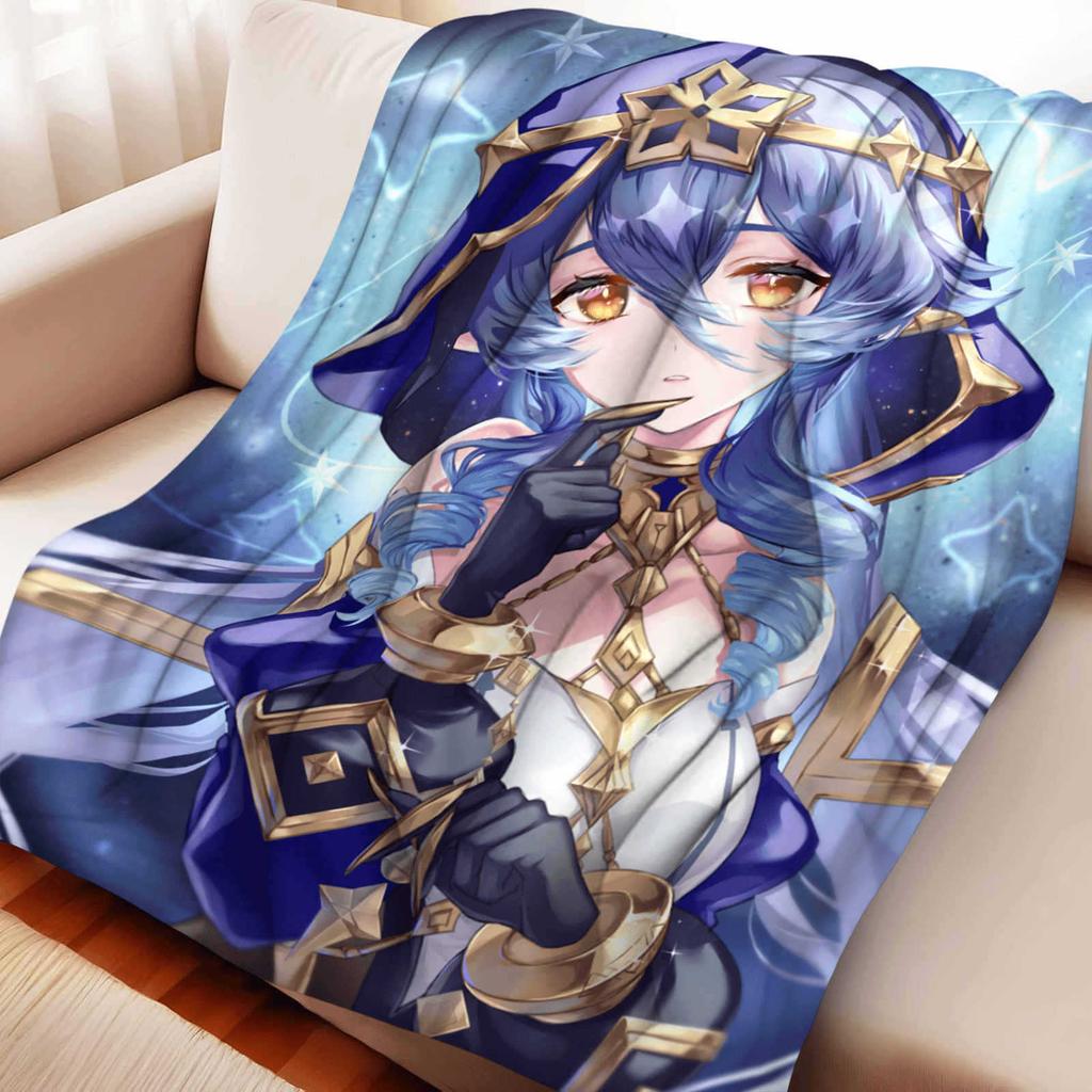 Cartoon Genshin Impact Leyla Flannel Blanket Cover Warmth Soft Anime Blanket Multifunctional Decor Home Universal Blankets