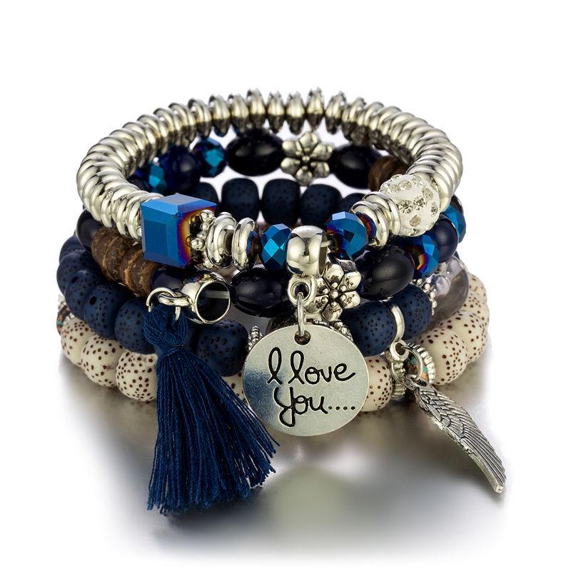 Bohemian Charm Tassel Beaded Bracelet Set for Women
