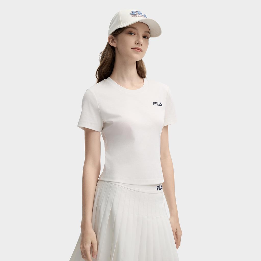 FILA Original Casual Comfortable Striped Simple Versatile T-Shirt Women tops Sky-Blue F11W439109FBU