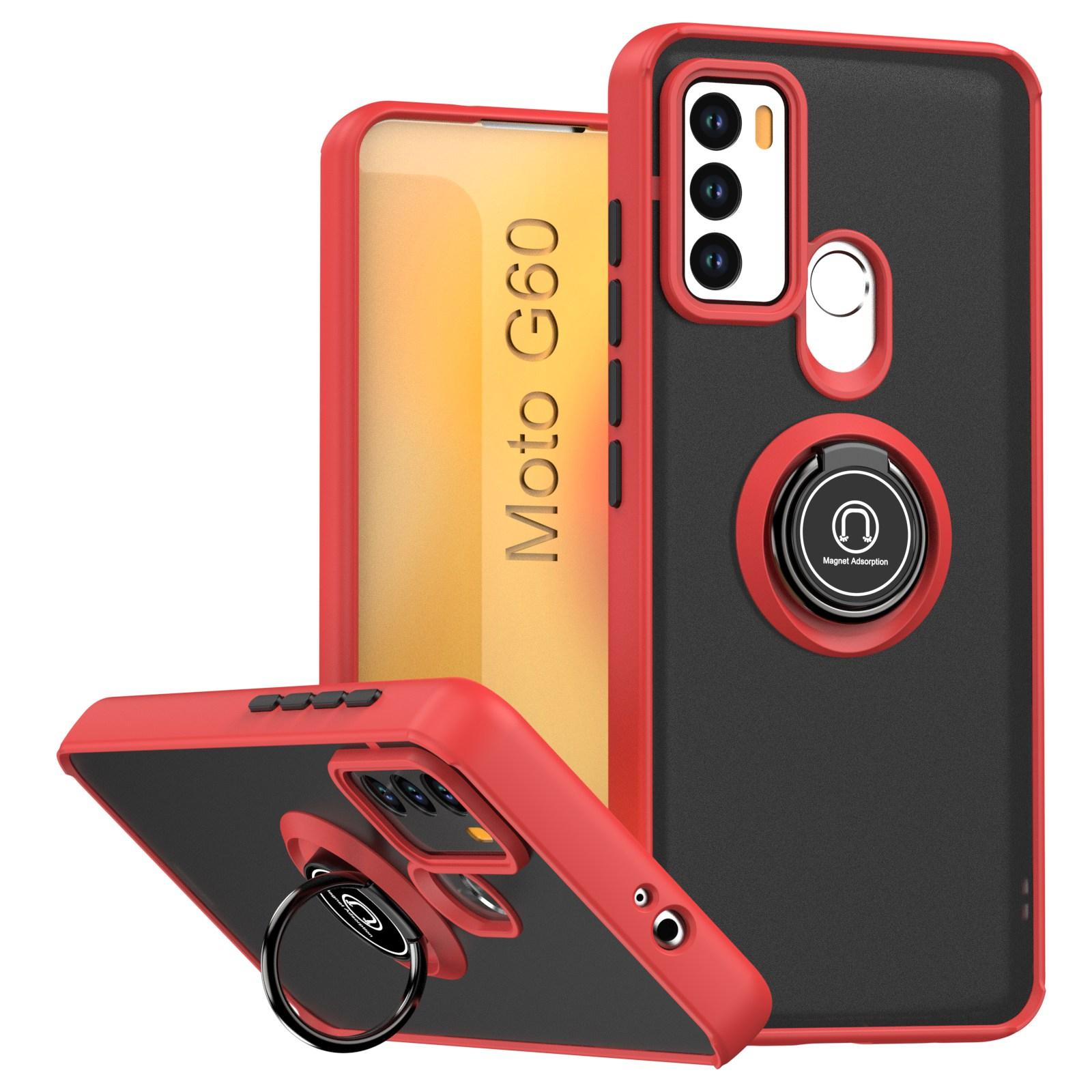 

Shockproof Matte Hard PC Funda For Motorola Moto G60 G60S Case Armor Magnetic Ring Stand Cover for Motorola Moto g60 Coque Moto G60 G60S красный