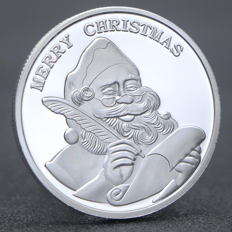 Santa Claus commemorative coins, metal crafts, New Year's wish silver coins, Christmas Eve gifts, Christmas commemorative medals