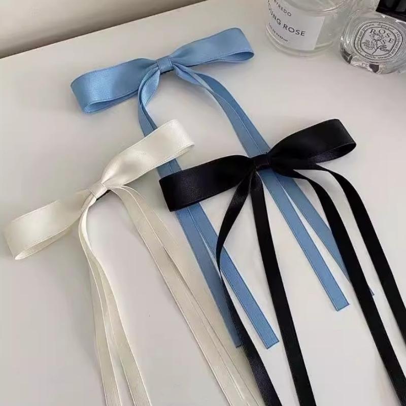 New Colored Satin Ribbon Bowknot Hair Clips Essential for Girl Braided Hair Bows Fashion Girls Barrettes Accessories