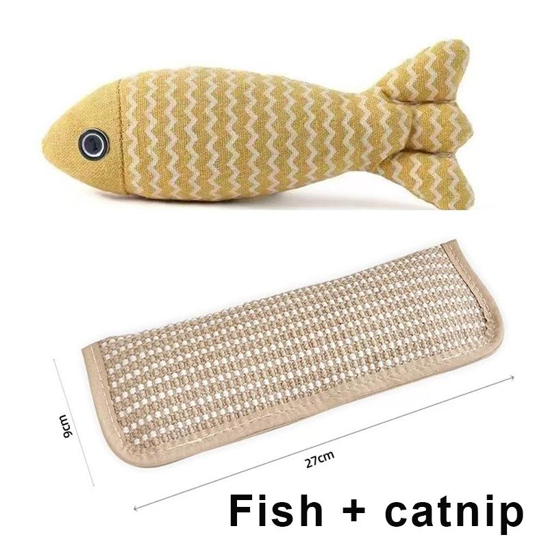 2Pcs Fish Shaped Catnip Cats Toy Plush Cat Companion For Kitten Teeth Grinding Pillow Chewing Toy Claws Thumb Bite Pet Gift