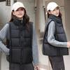 Down Cotton Vest Women's Short Stand-up Collar Winter New Vest Drawstring Cotton Vest Outer Wear Vest Thick