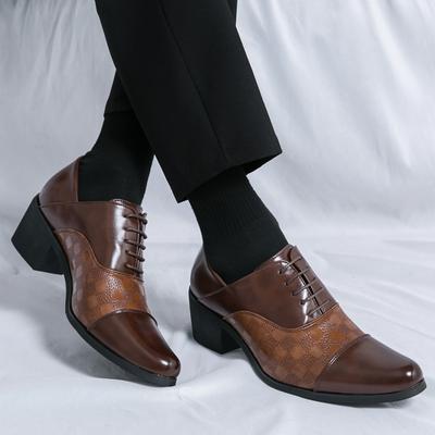Large Size Pointed Leather Shoes High Heel Height Increase Business Dress Wedding Shoes Leather Shoes