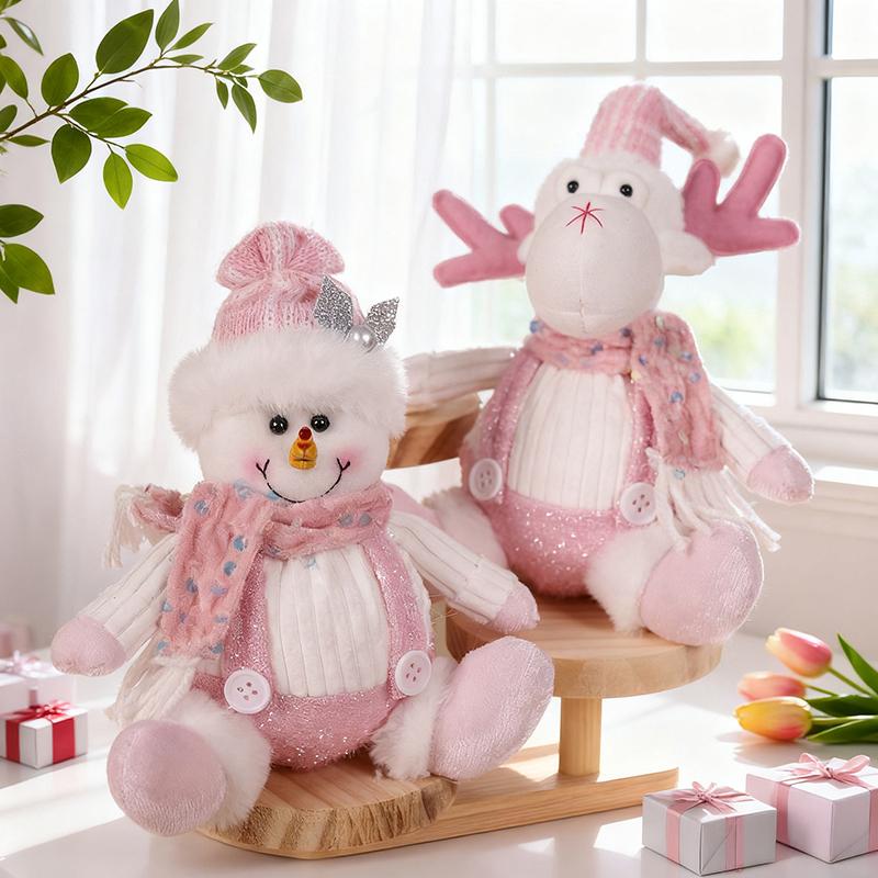 Christmas Plush Doll Snowman Santa Reindeer Soft Fluffy Design Perfect For Holiday Home Decor Xmas Gifts For Kids