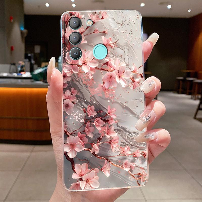 For Tecno Pop 5 LTE BD4 Pop5 BD2 4 Air 4 LTE Cases Flower Butterfly Cover Pop 6 Pro BE8 Soft Silicone Transparent TPU Phone Case