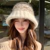 Fair Island Style Retro Knitted Bucket Hat Female Warm Ethnic Style Big Head Circumference Showing Face Small Wool Hat Tide