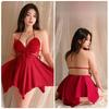 Satin Sleepwear Set For Women With Vneck Sleeveless Short Dress For Lounge And Sleep
