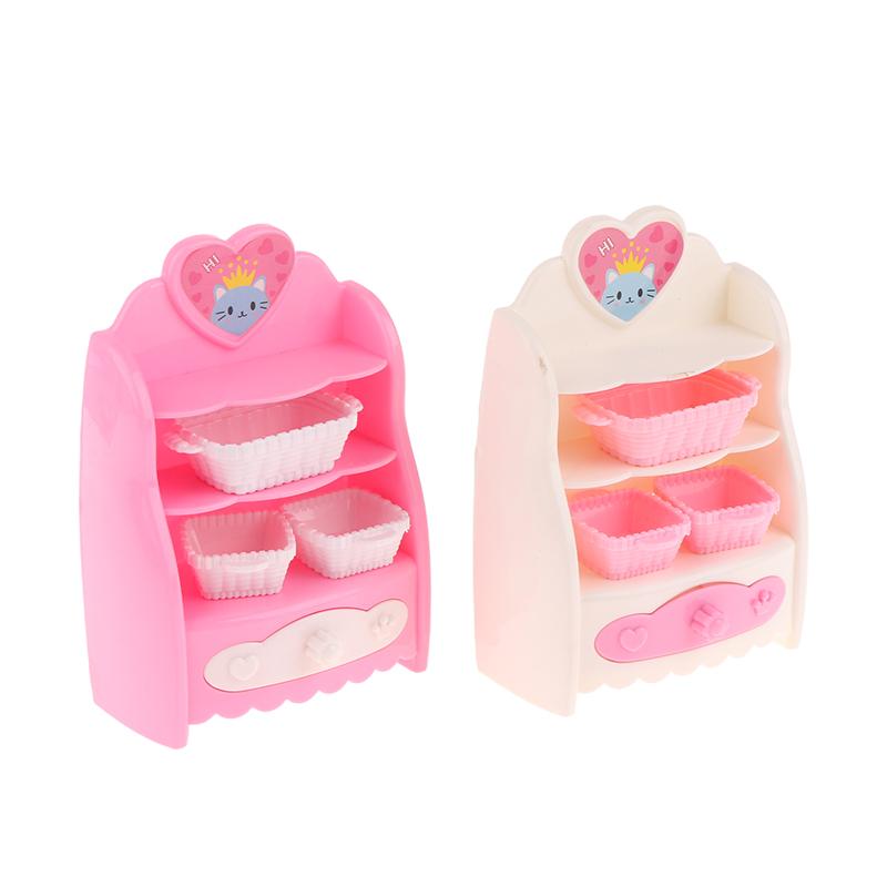 1:6 Dollhouse Miniature Kitchen Storage Cabinet W/Basket Cupboard Model Home Decor Toy Doll House Accessories