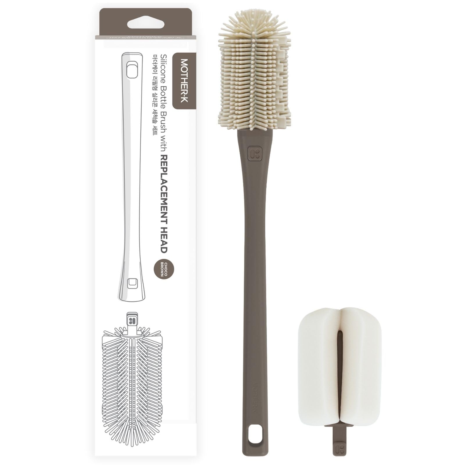 

Baby Bottle Silicone Bottle Brush Set 1 Silicone 1 Sponge Approximately 29 x Chocolate 111484 [Authentic] MOTHER-K Brush, Sponge, (1 Bottle, Brush,