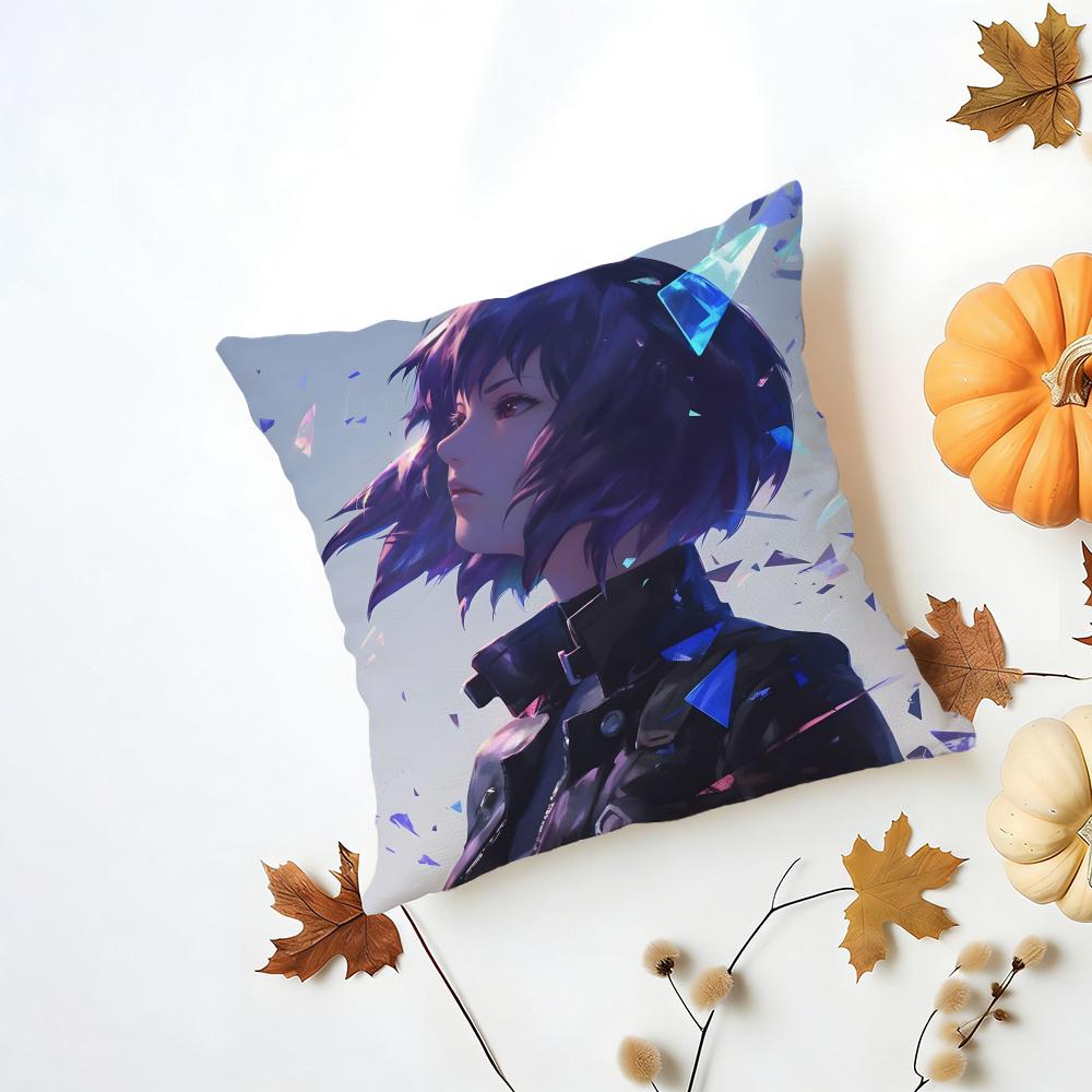 GGhost in the Shell Cushion Cover Washable Linen Pillowcase Soft for Daily Sofa Bed Home Room Decor