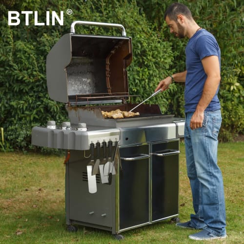 BTLIN Magnetic Range Hood Hooks, Stainless Steel, Rust-Proof, Kitchen Tool Hooks for Refrigerators, Range Hoods, and Bathrooms, 5 Hooks, W26 X D4.5 X