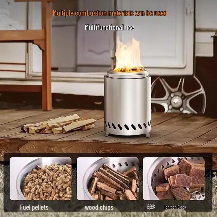 Stainless Steel Portable Smokeless Wood Stove with Legs for Camping & Outdoor Bonfires