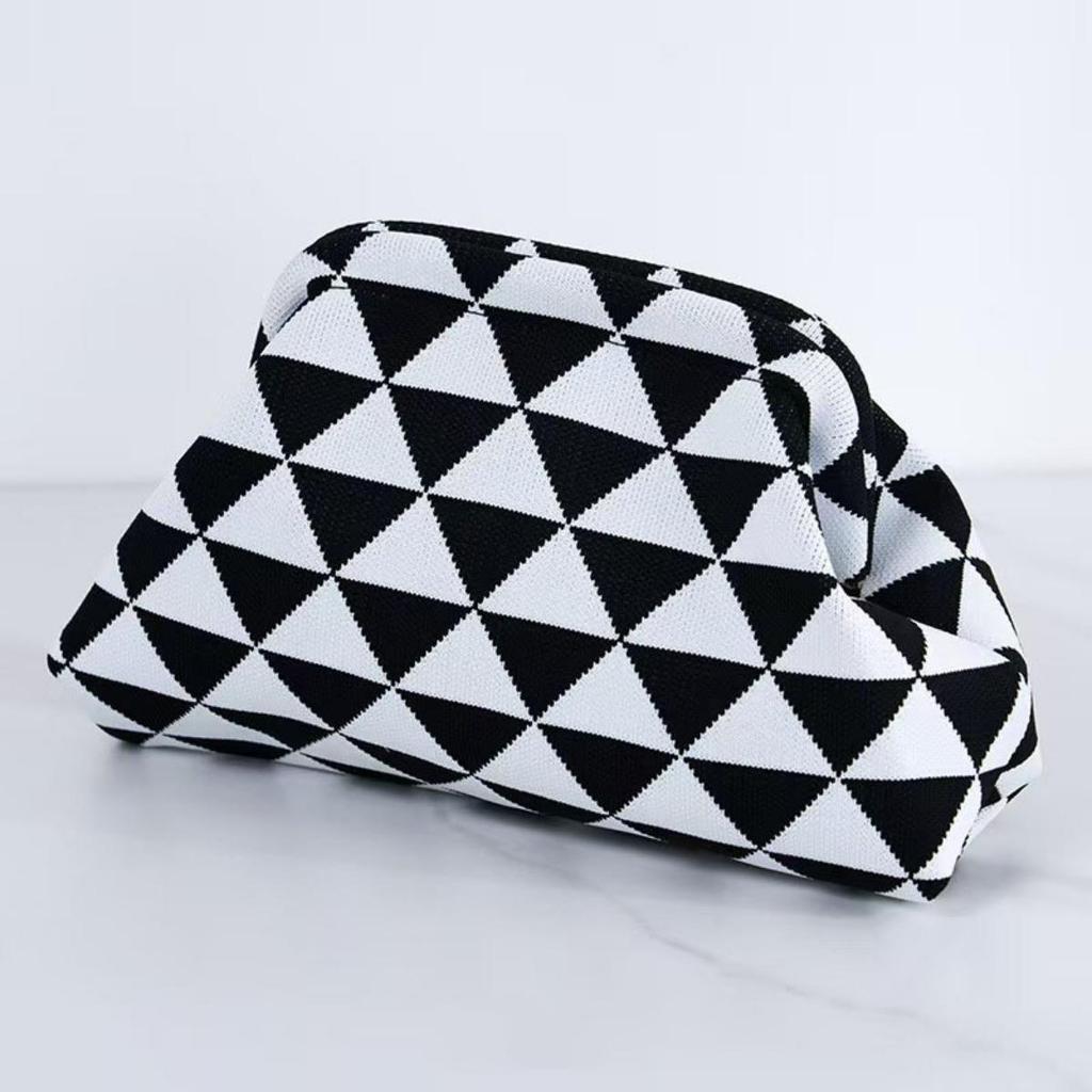 Striped Knitted Bag for Women, Wedding Banquet Handbag, Artistic Retro Woven Tote Bag, Simple and Fashionable Handbag