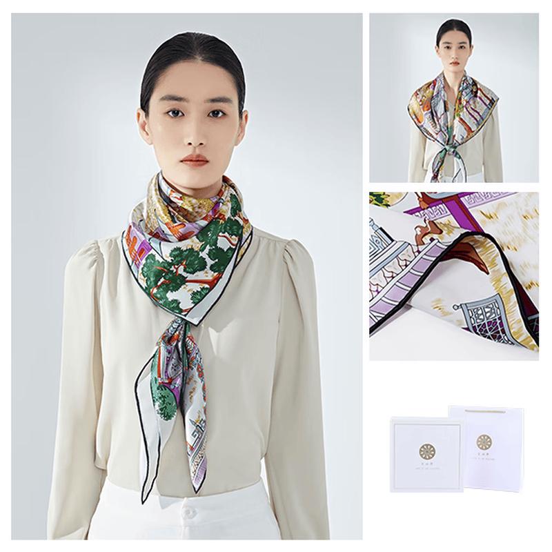 Jing Sijie Garden Travelogue 100% Mulberry Silk Scarf