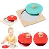 Hoshi Baby Wooden Montessori Mirror Peekaboo Knob Puzzle, Infant 3mos+ Tummy Time Toy