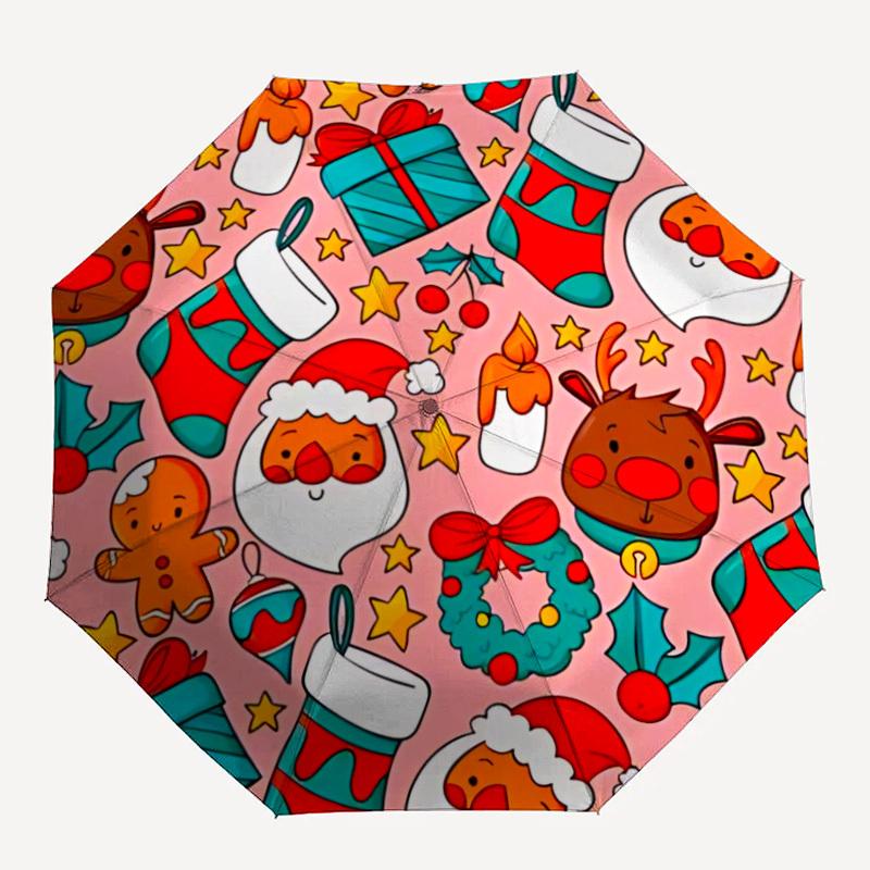 

1pc Print Automatic Umbrella - 8-Rib Durable Frame, Portable Fashion Accessory & Holiday Gift yy251117162