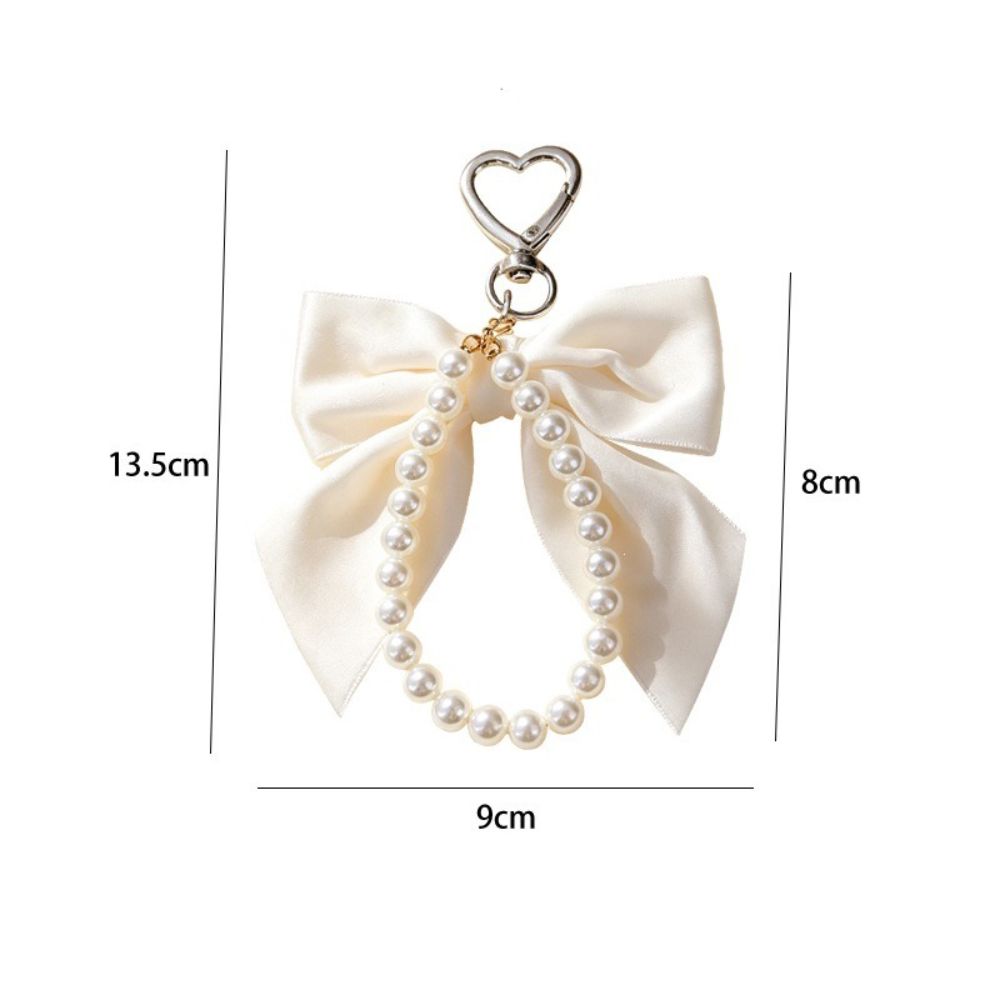 Simulation Pearl Bow Knot Keychain Key Ring Bag Charm Keychain Girly Decorative Keychain Gift Use