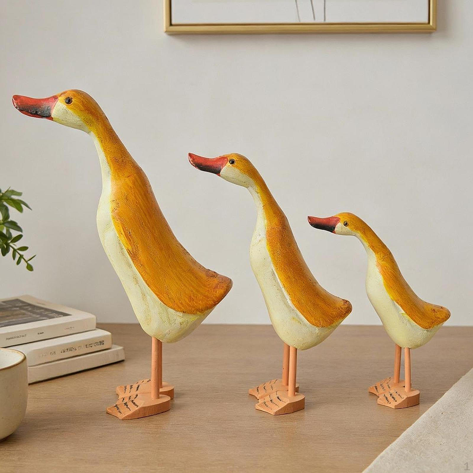 3 штуки деревянные статуэтки уток, скульптуры животных, поделки, декор для дома, уникальные креативные украшения