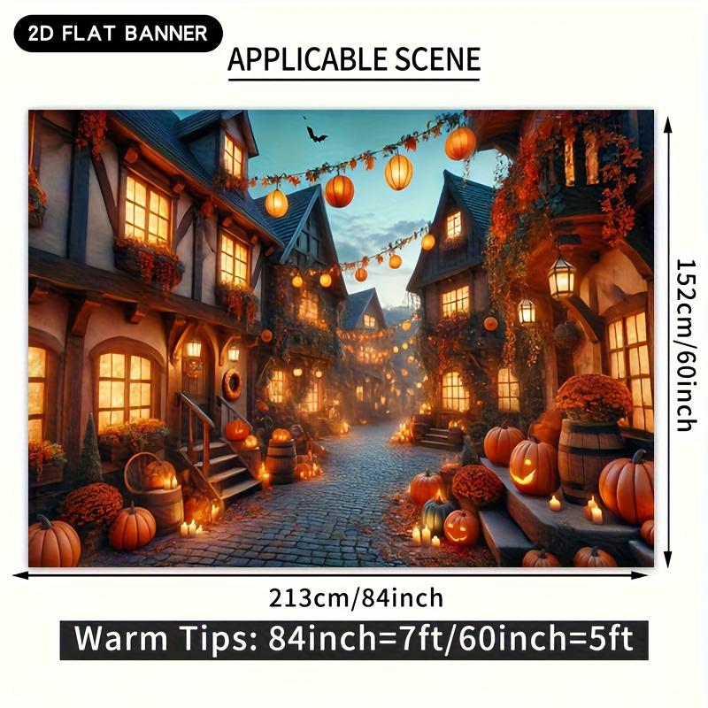 1pc Halloween Canvas Background Horror Street View Photography Screen Indoor and Outdoor Banners