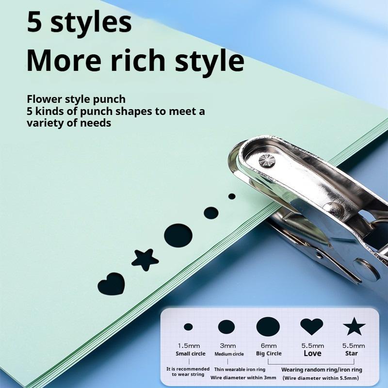 1.5/3/6 mm Handhold Single Hole Puncher Scrapbooking Paper Punches Kawaii Star Heart Circle Hole Punch DIY Craft Shape Cutter