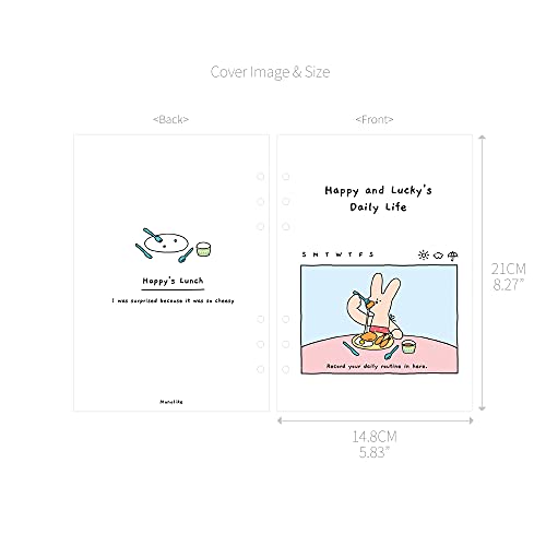 Monolike A5 Happy and Lucky Diary Set - Lunchtime - Includes annual, monthly, and weekly plans, a scheduler, and an illustrated diary.