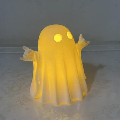 Halloween Glowing Ghost Lighting Resin Ornament Creative Night Lamps For Home Garden Desktop Party Scene Decoration