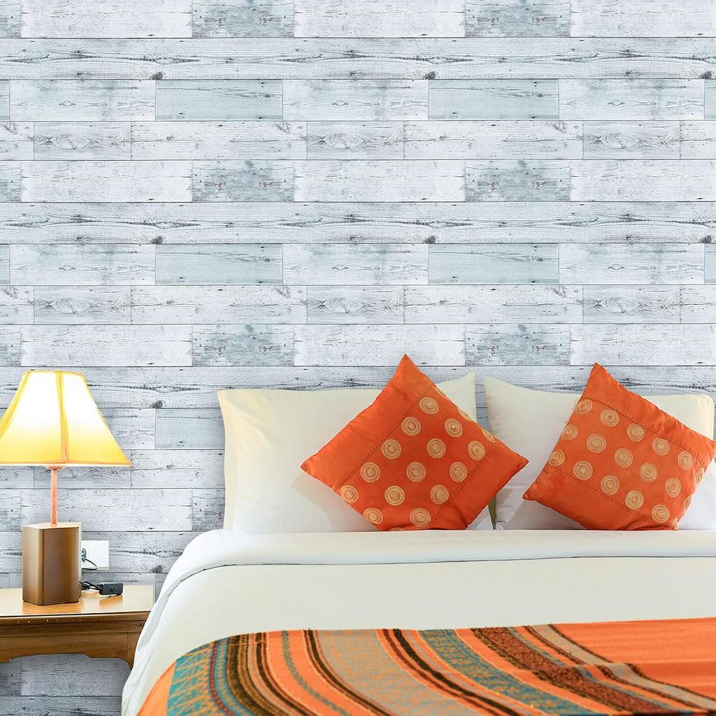 Wood Peel and Stick Wallpaper Shiplap Distressed Wood Plank Removable Wallpaper Self-Adhesive Farmhouse Wallpaper for Cabinets