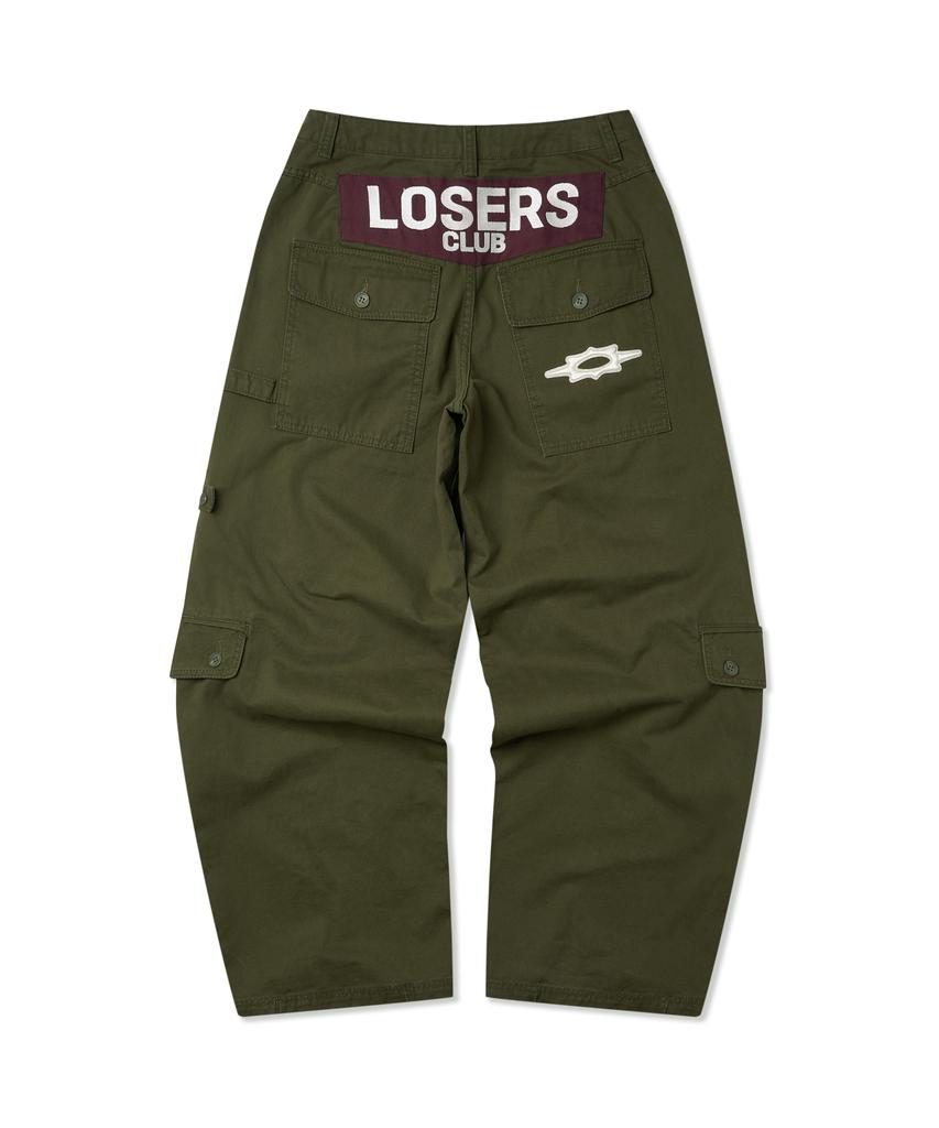 Lujeoseukeulleob Multi Cargo Pocket Wide Cotton Pants Khaki