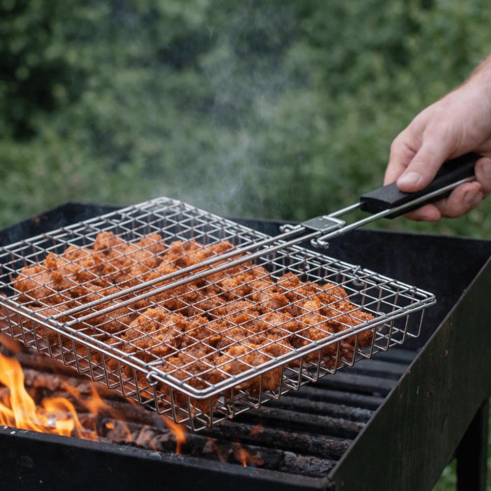 Multi-Functional BBQ Grill Basket Folding Handle Grilled Fish Clip Grill Mesh Backyard