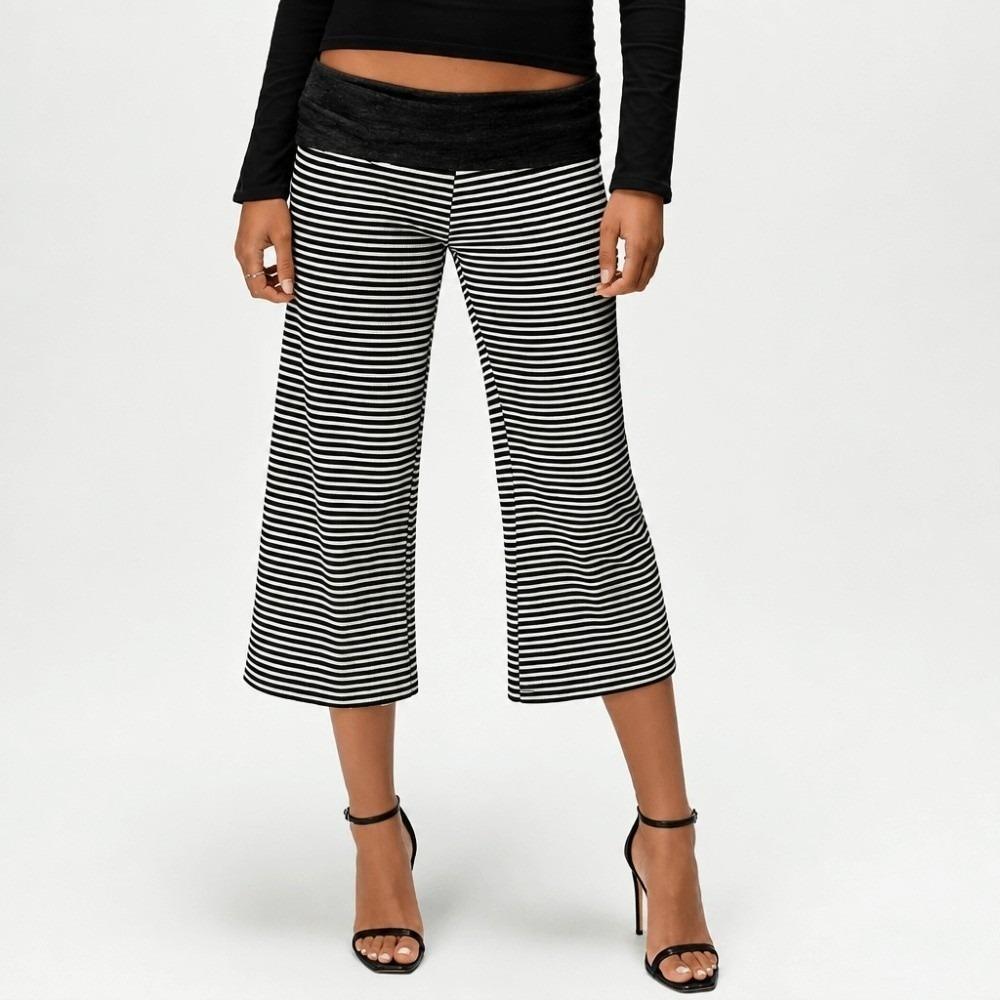 Polka Dot Wide Leg Pants Thin Foldover Waist Pants Fashion Low Waist Capri Pants Girls