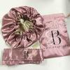 Bonés de Seda Mais Vendidos para Mãe e Filha Camada Dupla Faixa Ajustável Boné Bonés de Cetim para Cabelo com logo e Lenço de Cabeça