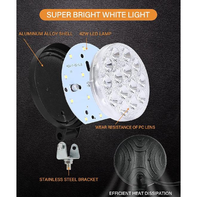 2PCS 4.5Inch Round LED Offroad Lights,42W Led Round Light Bar Spot Light Fog Light Bumper Work Light, LED Off Road Light Flood Light