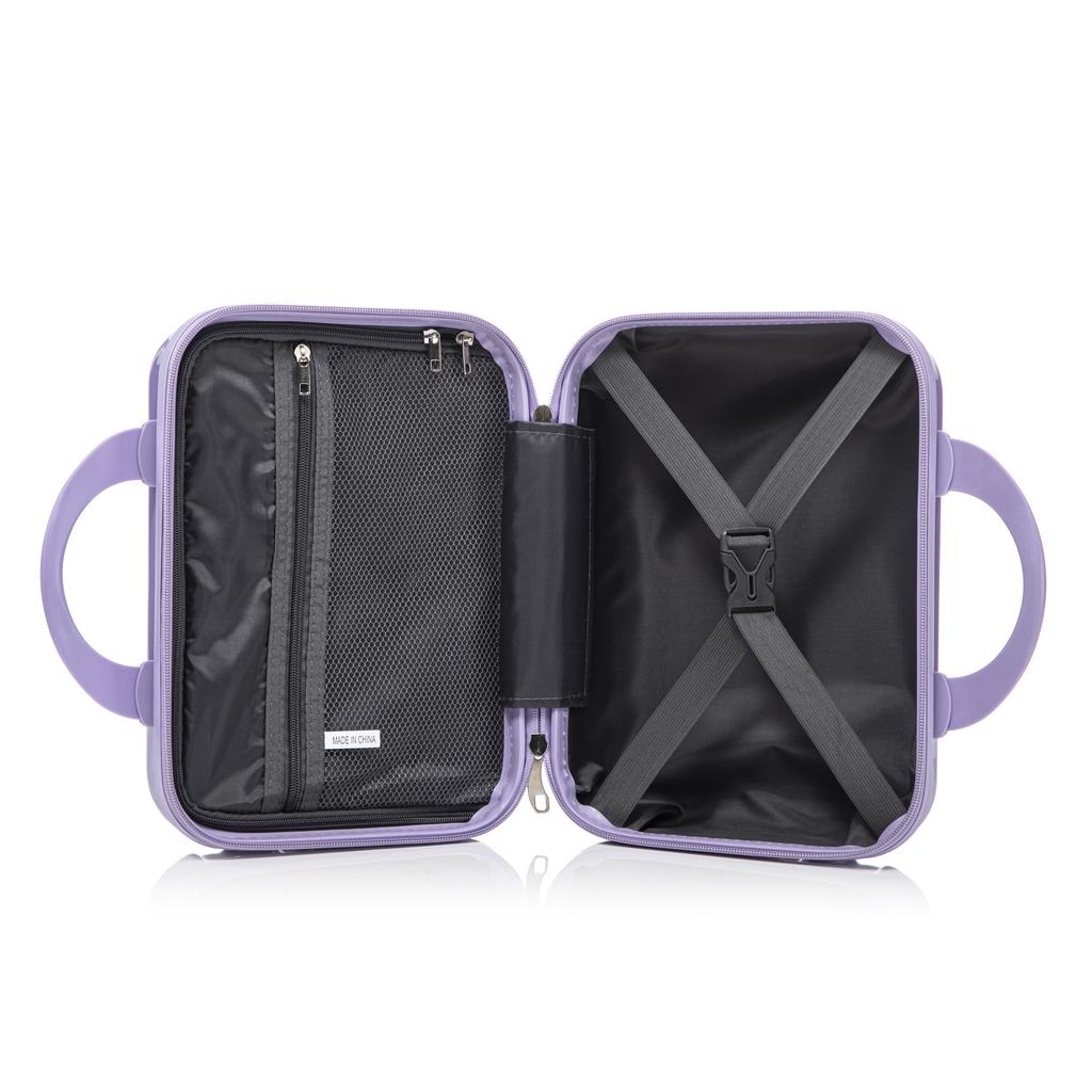 14"/20" 2-Piece PC Spinner Suitcase Set with Combination Lock & 14" Cosmetic Bag (Purple)
