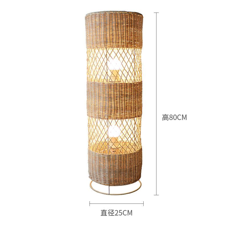 Japanese Style Rattan Floor Lamp Living Wicker Room Office Tea Room Floor Lights Art Deco E27 Bulb With Plug Adapter