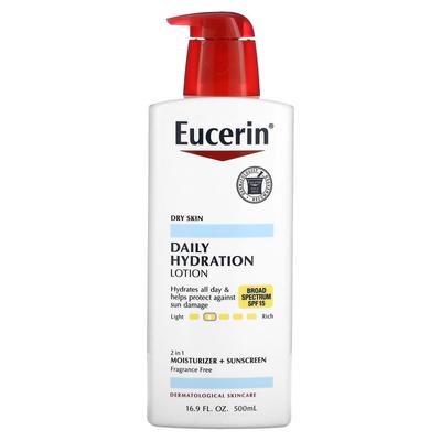 Lotion, Daily Moisturizer, Dry Skin, SPF15 Sunscreen, Unscented, 16.9 Fl Oz (500 Ml)