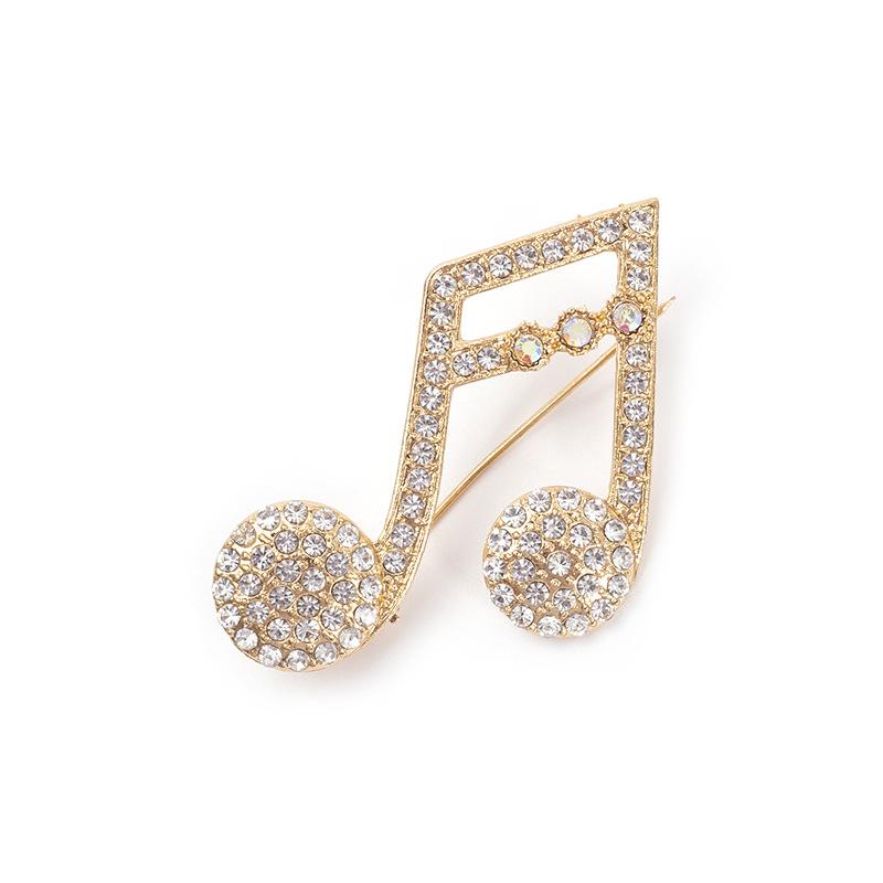 Creative Musical Note Corsage Light Luxury Brooch Pin Full Clothing Accessories For Women Suit Shiny Jewelry