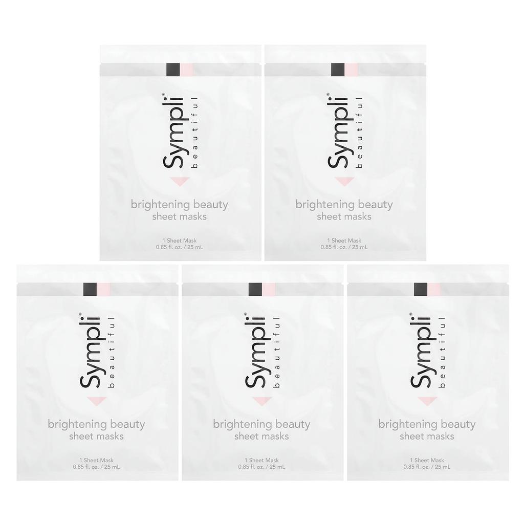 Sympli Beautiful, Brightening Beauty Sheet Mask, 5 sheet masks, 25ml (0.85oz) each