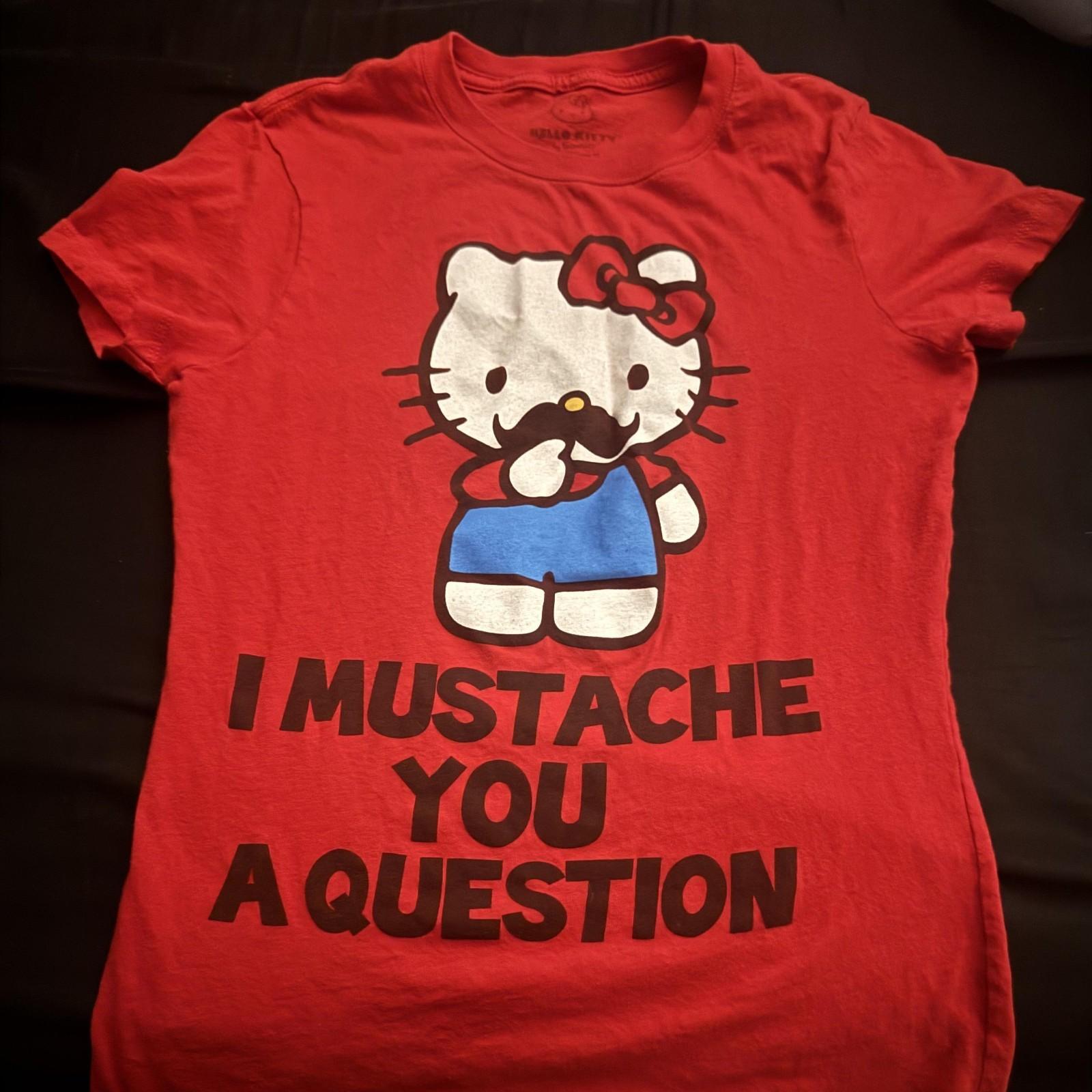 I Mustache You A Question Funny Kitty Cat Graphic T-shirt S-5XL M