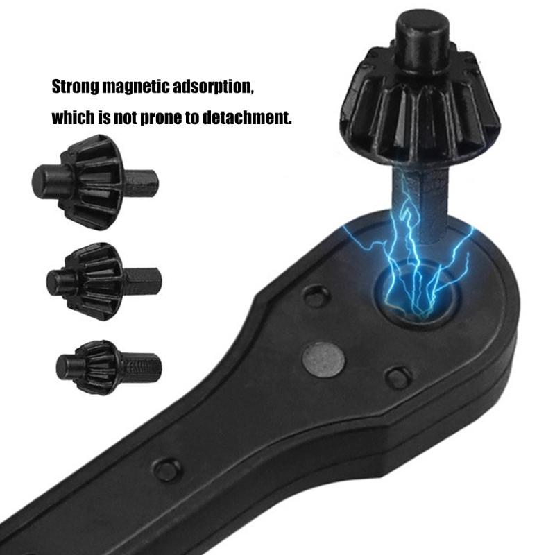 Chuck Key Tool Ratchets Wrench and Multiple Key Set with Ergonomic Handle Multifunction Iron Drills Chuck Key