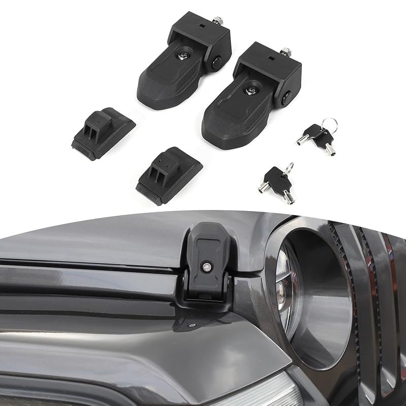 RT-TCZ For Jeep JL OEM Hood Latches Catch Locking With Key For Jeep Wrangler JL JLU 2018-Present For Gladiator JT -Present Original Factory Black