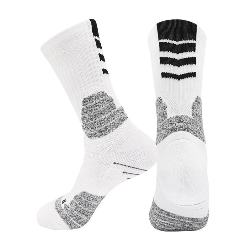 Medium Tube Cotton Non-Slip Sweat-Absorbing Running Socks Thickened Towel Bottom Sports Cotton Socks High-Top Pure Practical Basketball Socks