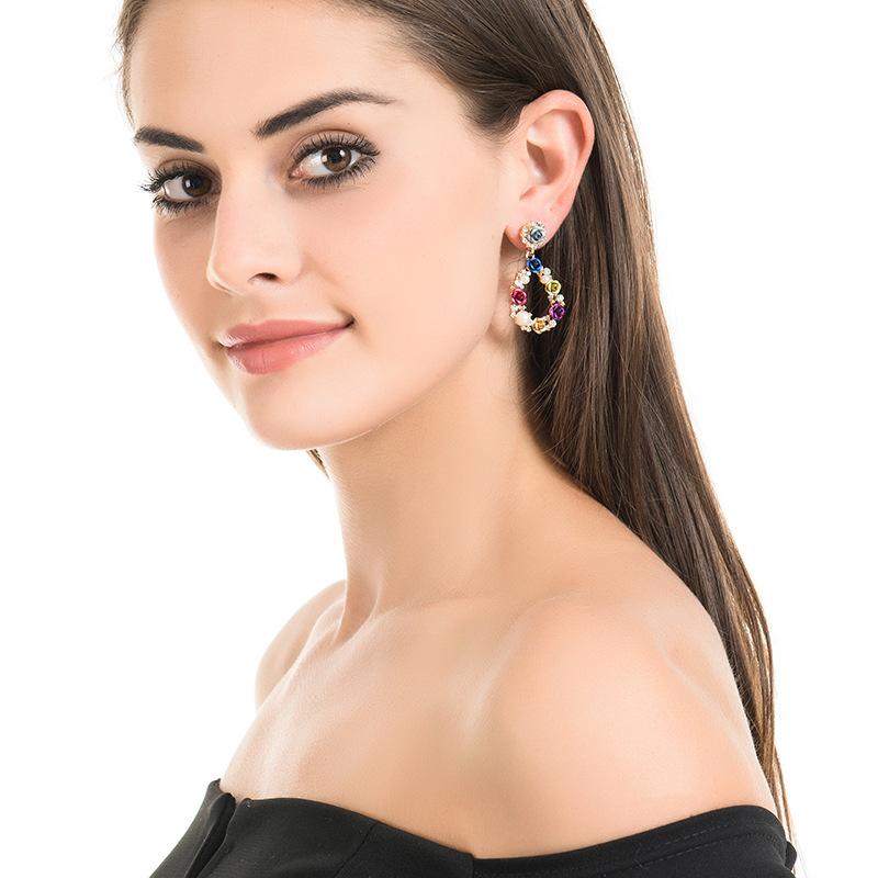Suijue Jewelry Exotic Ocean Beach Versatile Rose Earrings Women'S Colorful Flower Earrings Jewelry